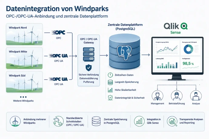 Datenintegration von Windparks mit OPC/OPC-UA und Qlik Sense