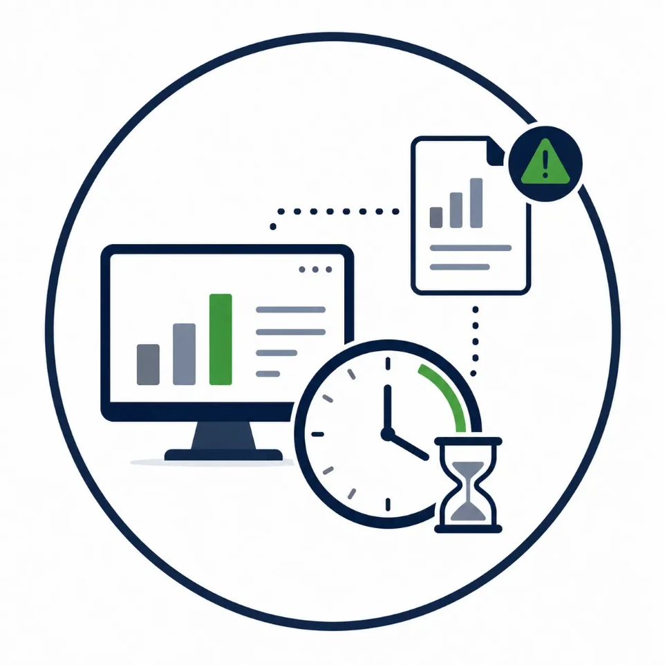 Verzögerte Berichte und Analysewarnung