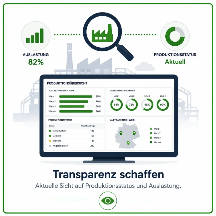 Fabriktransparenz Dashboard-Infografik