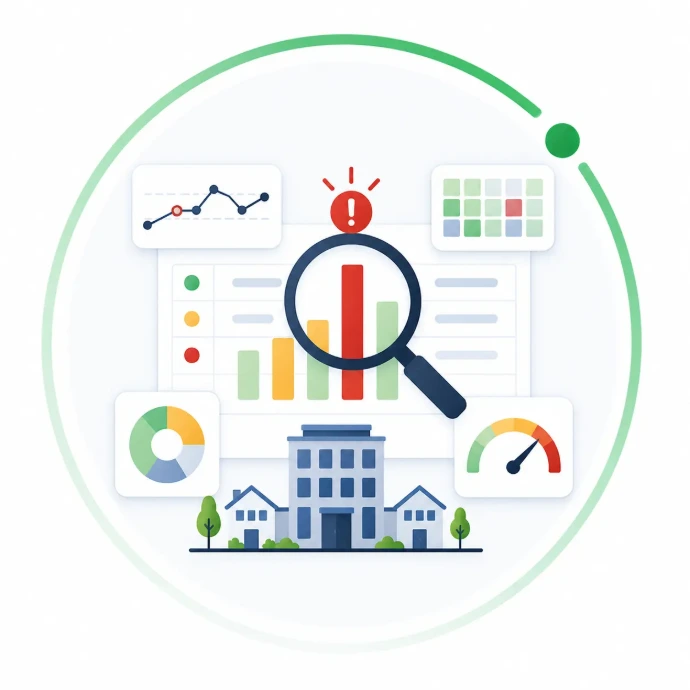 Analytisches Dashboard mit Warnung