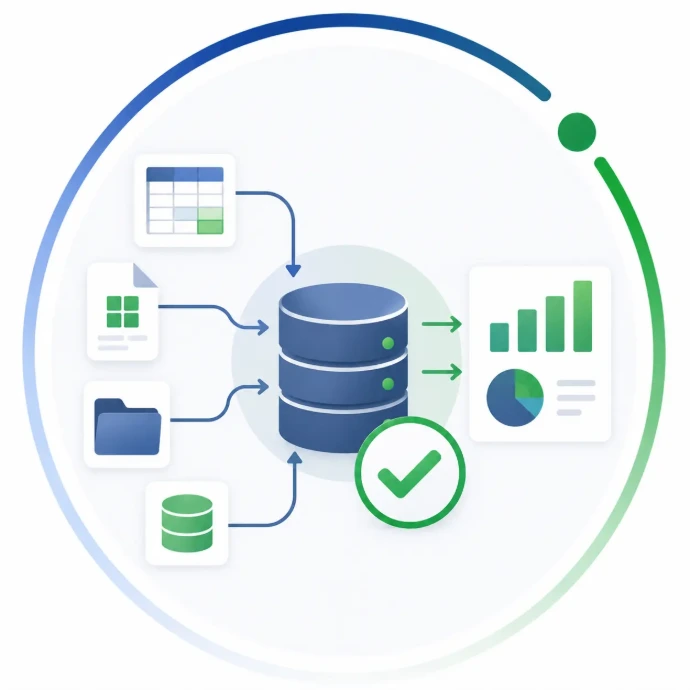 Datenintegration und Erfolgssymbol