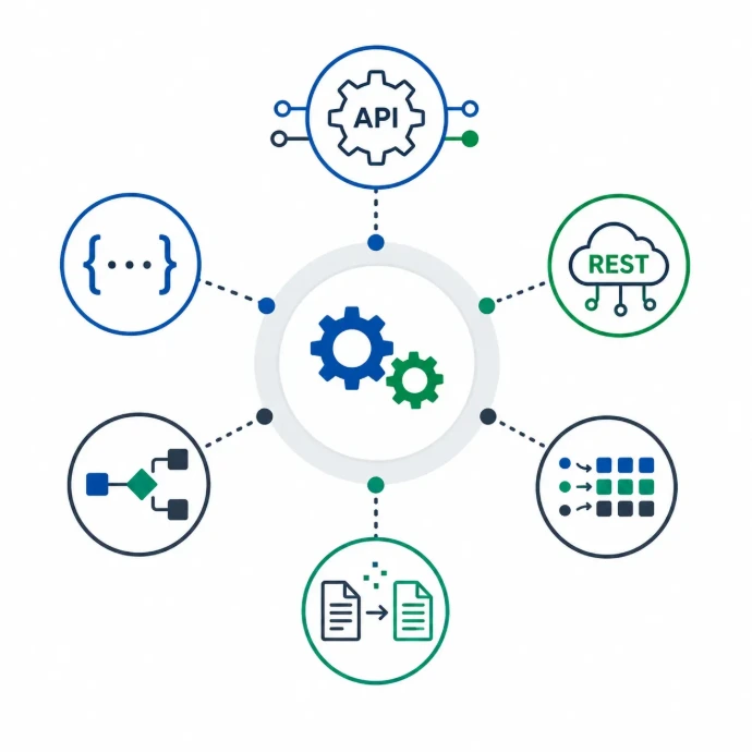 Technologie-Integration und Datenflussdiagramm