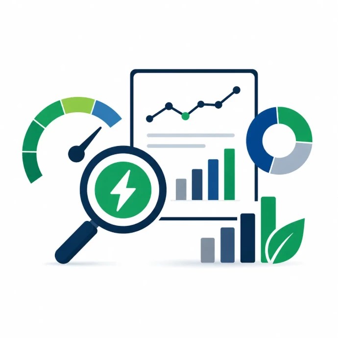Energie-Analyse Dashboard mit Symbolen